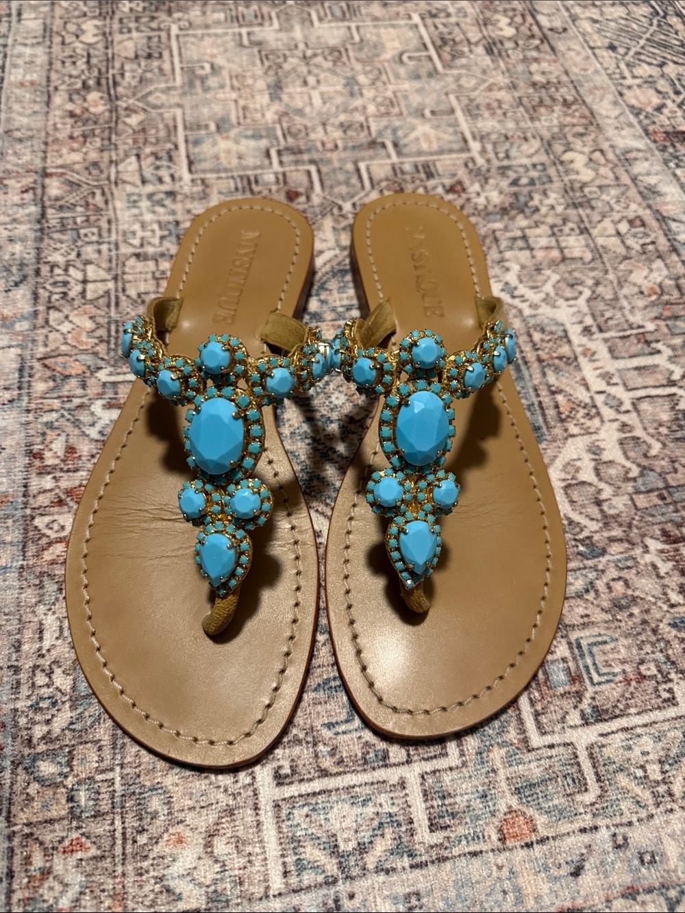 Mystique Boutique Turquoise Jeweled Sandals